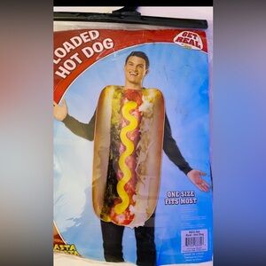 Loaded Hot Dog Costume with Mustard and Relish